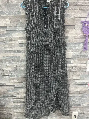 트위드 원피스 L 블랙 화이트