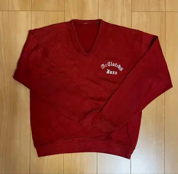 빨간색 V넥 스웨터