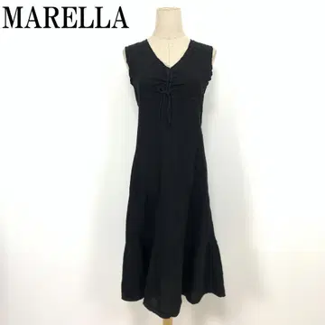 LA7577 마레라 린넨 100% 슬리브리스 원피스 블랙 38