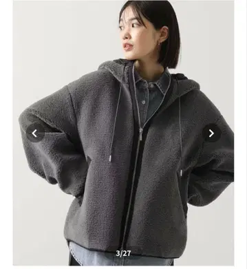 미사용 새상품 그레디 브릴리언트 보아 바이컬러 후드 자켓 차콜 그레이