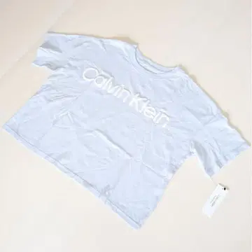 Calvin Klein T셔츠 L 스카이블루 심플 빅 로고