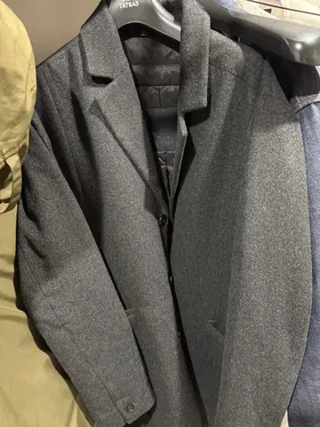 그레이 체스터 코트 울 혼방