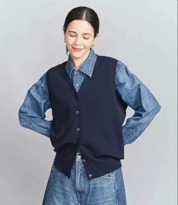 [새상품급] 유나이티드 애로우즈 니트 베스트 네이비