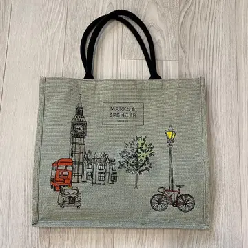 마크스앤스펜서 에코백 주트 린넨 런던 쇼핑백