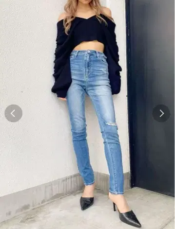 GYDA 백 크로스 스키니 데님 팬츠 블루 XS