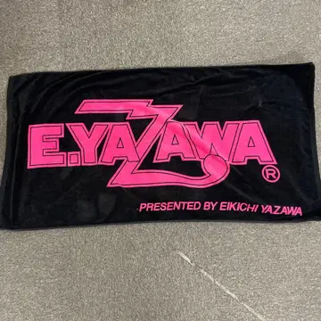 E.YAZAWA 로고 타월 블랙/핑크
