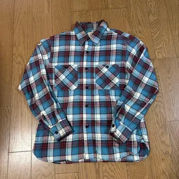 SUGAR CANE 파랑 빨간색 체크 플란넬 셔츠 긴팔