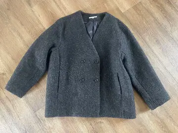 23구 slow 슬리퍼 울 차콜 그레이 숏코트