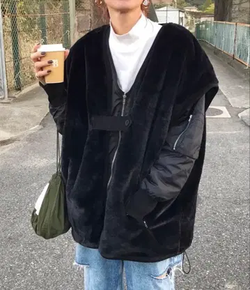 인조 모피 베스트 포함 MA-1