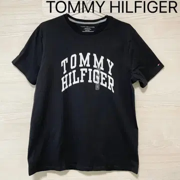 타미힐피거 T셔츠 L 사이즈 티셔츠 반팔 프린트 로고 블랙
