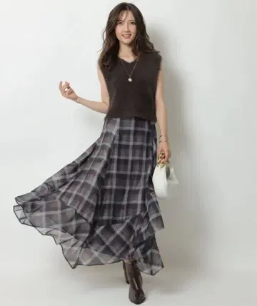 Apuweiser-riche 벨트 체크 스커트