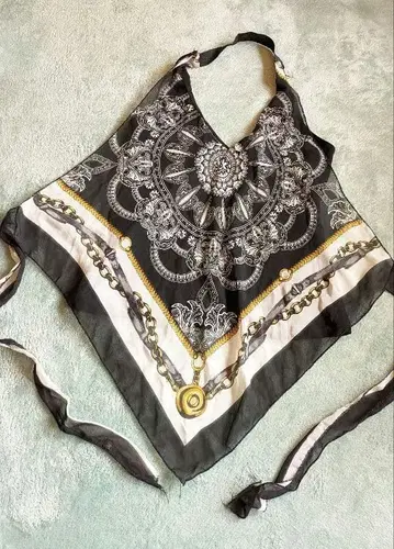 class 구매 반다나 패턴 홀터넥 베어탑 스카프 패턴