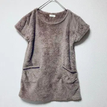 튜닉 L 보아 플리스 노카라 복슬복슬 브라운 젤라피케풍