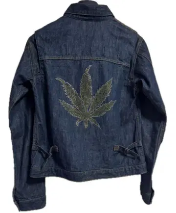 루시앙페라피네 마리화나 패턴 큐빅 데님 자켓 S G 자켓