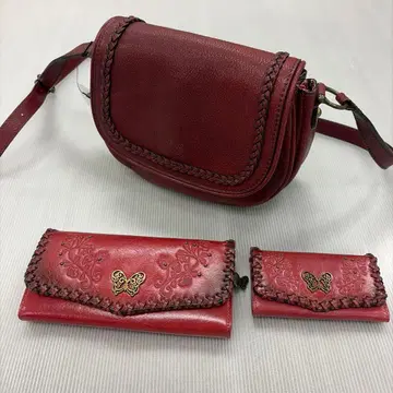 와인 레드 가죽 숄더백 세트