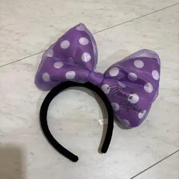 미니 마우스 보라색 도트 빅 리본 머리띠