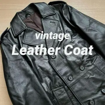 90's 빈티지 램 가죽 코트 블랙 M 새상품급 카 코트 트렌치
