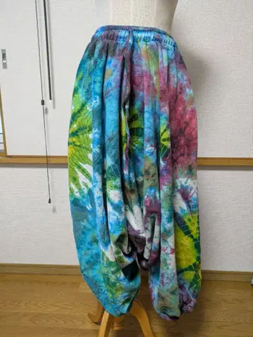 남녀 공용 총 타이다이 염색 속기모 사루엘 팬츠 01