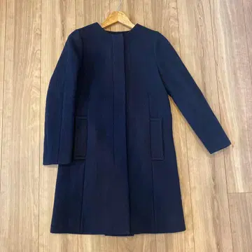 MACPHEE 네이비 롱 코트 울