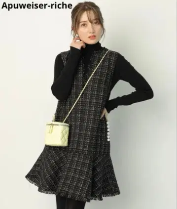 Apuweiser-riche 트위드 페플럼 미니 원피스