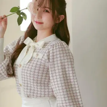 evelyn 하운드투스 체크 리본 니트