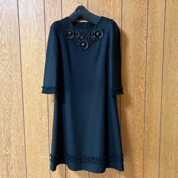 해롯/원피스 M 플레어 5부 소매 무릎 기장 꽃 모티브 프릴 일본제