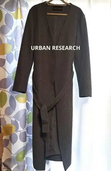 URBAN RESEARCH 허리 리본 포함 그레이 롱 코트