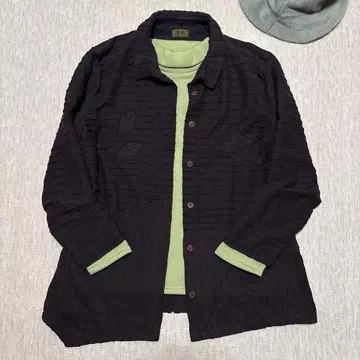 새상품급 유민 오버 셔츠 잎 모티브가 귀여운 프리 사이즈