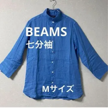 BEAMS 남성용 7부 소매 셔츠 M 사이즈 린넨