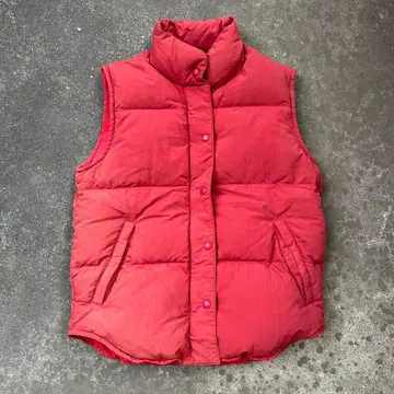 90s Eddie Bauer 화이트 택 빨간색 다운 베스트