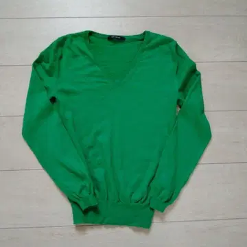 MACPHEE 그린 V넥 긴팔 니트