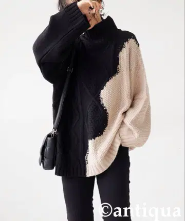 안티쿠아 antiqua 케이블 짜임 x 사슴 니트.