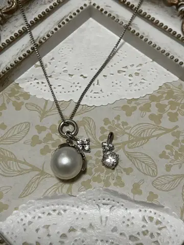 진주와 지르코니아의 목걸이 silver