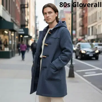 80s Gloverall 더플 코트 후드 부착 토글 다크 그레이 XL