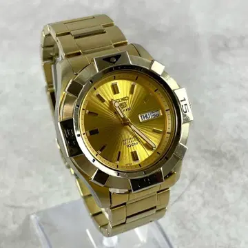 SEIKO 5 골드 자동 와인딩 뒷면 스켈레톤 회전 베젤 남성용 7S36
