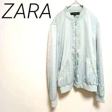 ZARA 라이트 블루 집업 블루종 S 광택 원단 캐주얼