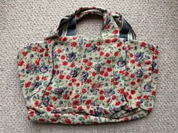 허그아워 린넨 토트백 택 포함 새상품 꽃무늬 마사키상 크로스앤크로스