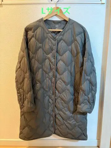 유니클로 울트라 라이트 다운 릴랙스 코트 L 카키 그린