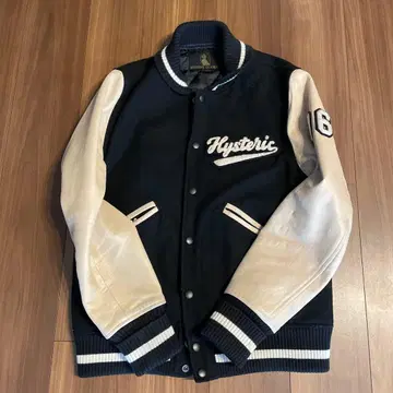 HYSTERIC GLAMOUR 바시티 자켓 L 사이즈 블랙/화이트