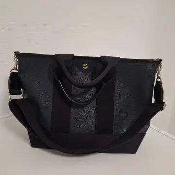 탑카피 스코치그레인 토트 백 M (숄더 포함) 다크 네이비
