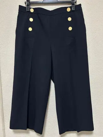 23구 빅 사이즈 48 블랙 와이드 팬츠 골드 버튼 부착 6918