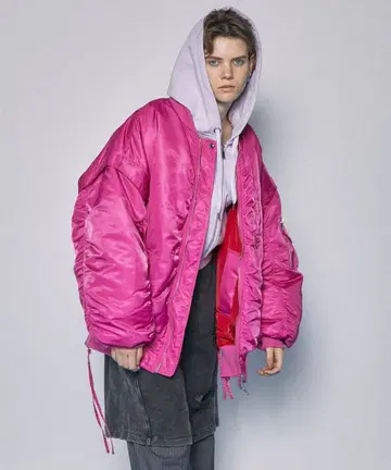 MAISON SPECIAL 리버서블 나일론 MA-1 핑크