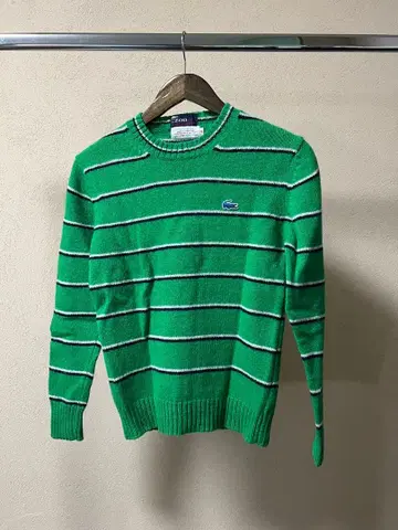 Lacoste 울 니트 XS 보더 그린