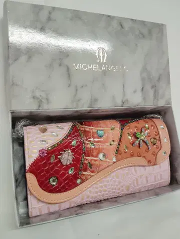 MICHELANGELO 장식 장지갑 레드/핑크