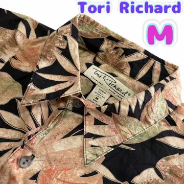 [새상품급] 트리리차드 코튼 셔츠 면100 리프 무늬 M 하와이