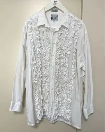 [초레어] GOOUCH 프릴 화이트 셔츠 L 포커스 ours