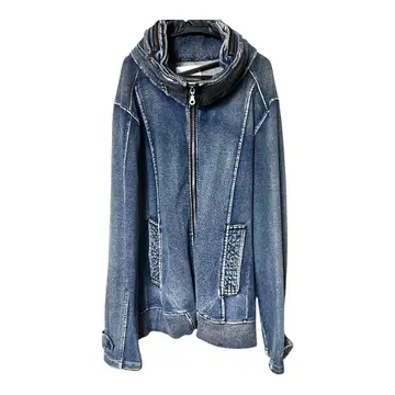 [그로스바이그레일] 후드 부착 다크 블루 데님 자켓