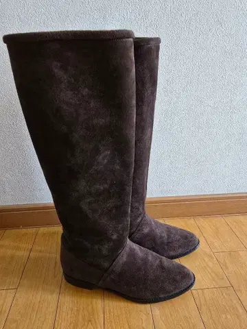 다크 브라운 스웨이드 롱 부츠