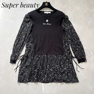 슈퍼뷰티 도킹 페플럼풍 도트 튜닉 비쥬