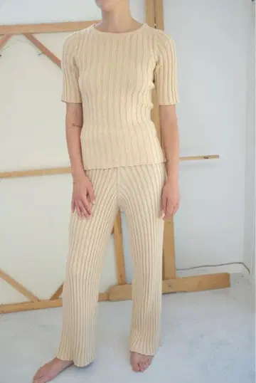 [ baserange ] 리브 팬츠 니트 팬츠 베이스레인지